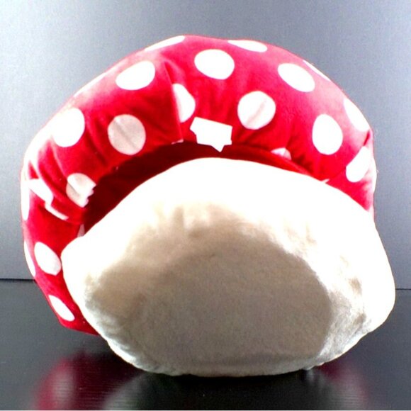 Plush Mushroom Shaped Handbag With Red & White Polka Dot Cap And Smiling Face - Picture 4 of 4